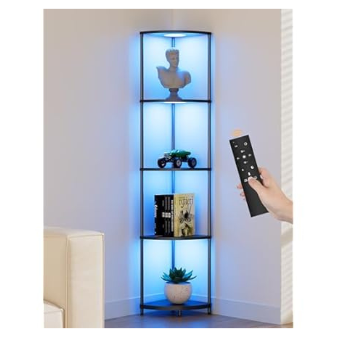 64.5" Corner Shelf With RGBCW LED Light & Remote