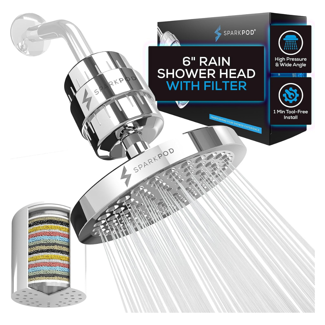 SparkPod Luxury Filtered Rain Shower Head Set
