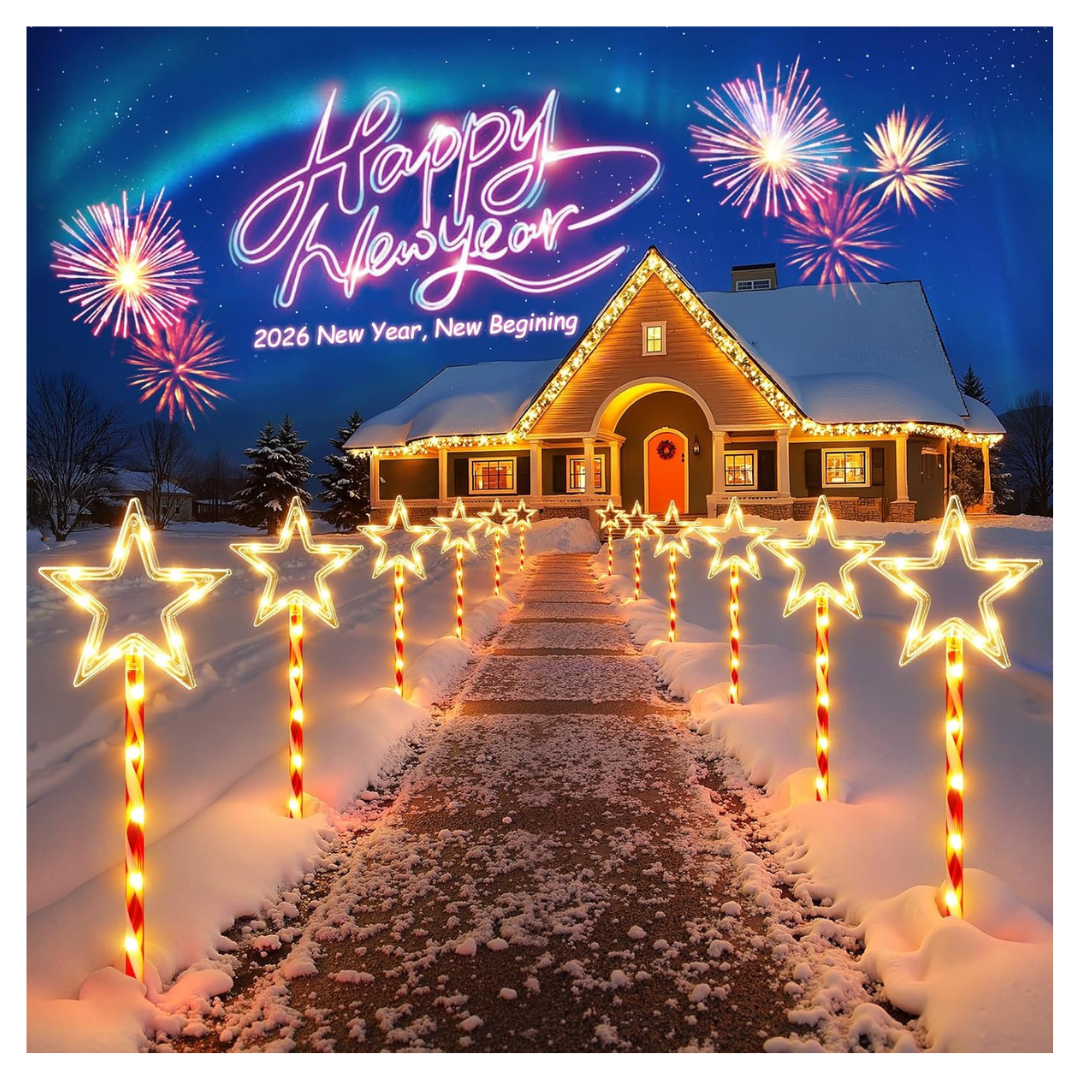 12-Pack 180-LED Twinkling Big Star Solar Christmas Lights W/ 10 Modes