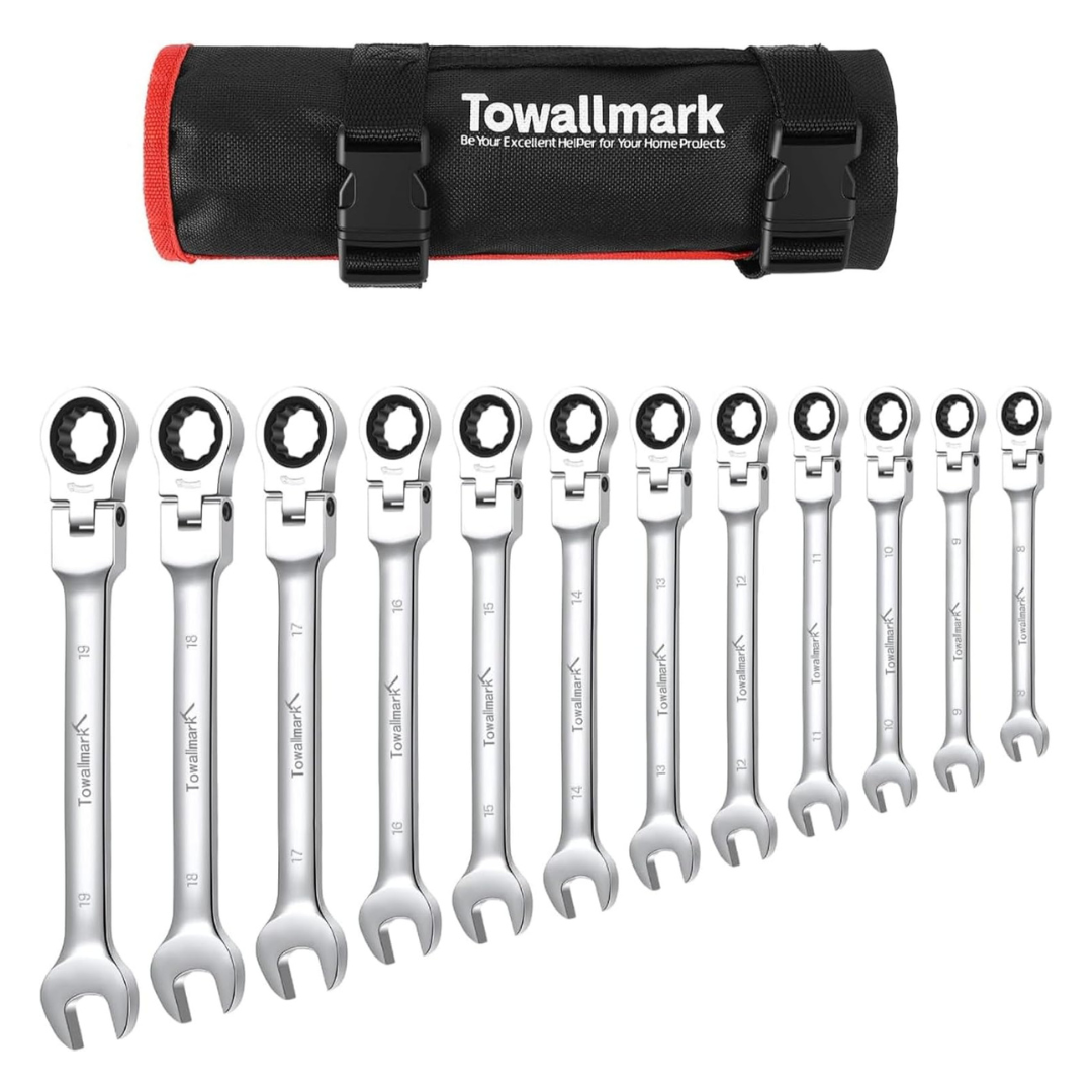 12-Piece Towallmark Ratcheting Wrench Set With Storage Bag