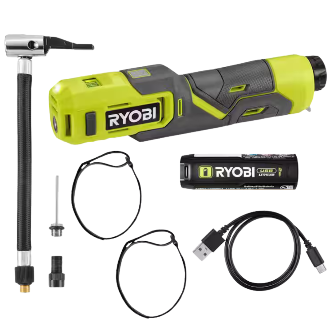 Ryobi USB Lithium Cordless High Pressure Portable Inflator Kit