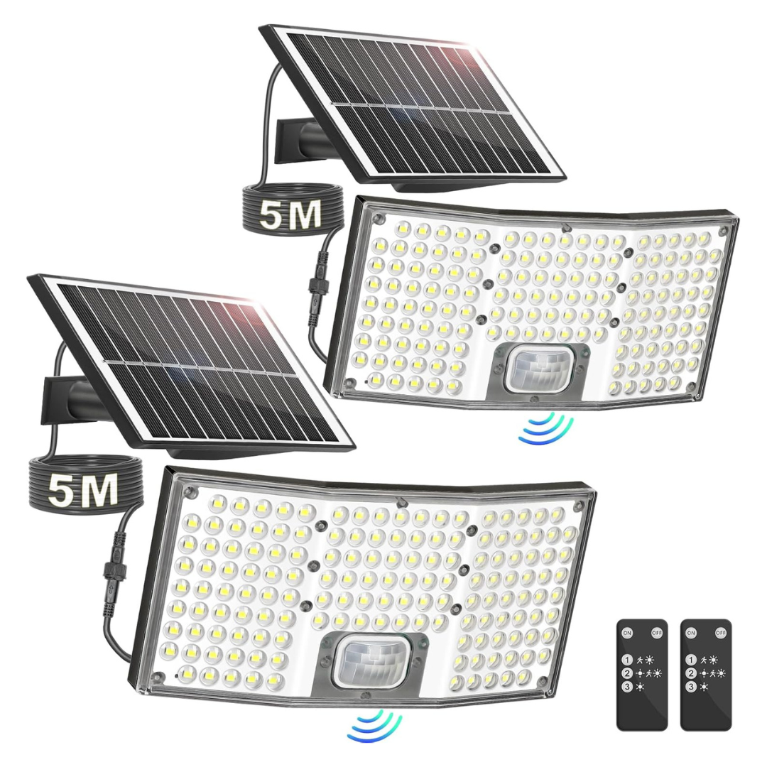2-Pack Tobusa 4000LM Motion Sensor Solar Lights With Remote
