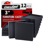 12-Pieces Ezprotekt 3x3" Non-Slip Square Rubber Furniture Pads