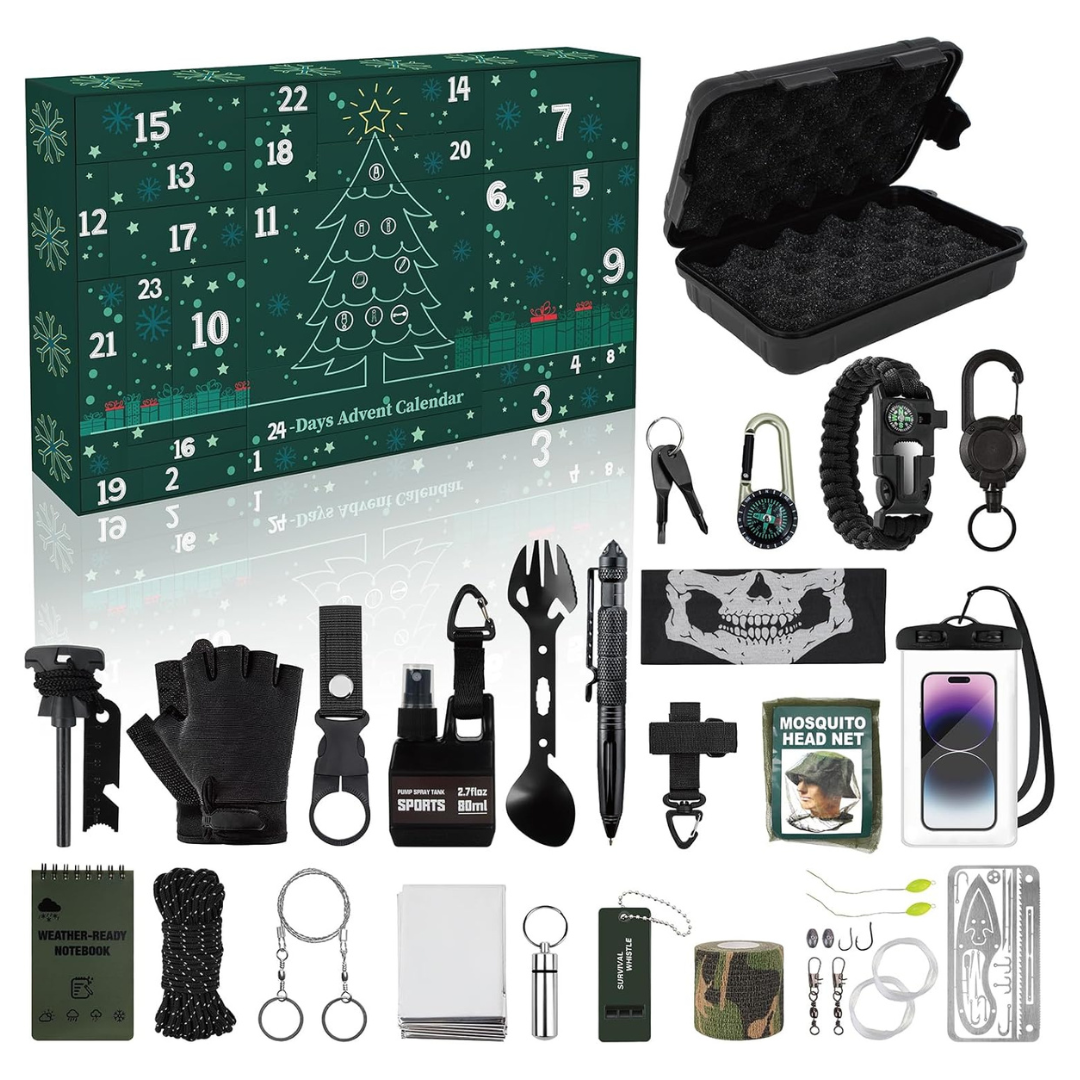 24-Day Survival Kit Advent Calendar 2025 With Tools And Emergency Gear