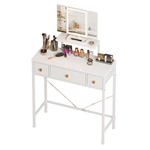 Small Makeup Vanity Desk With 3 Fabric Drawers