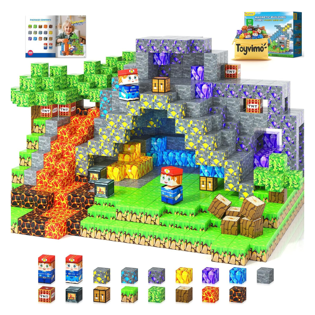 100-Pieces Kids Magnetic Building Blocks Sensory Stem Toys