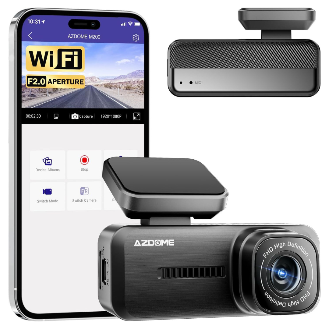 Azdome M200 Mini WiFi 1080P Front Dash Cam W/ G-Sensor