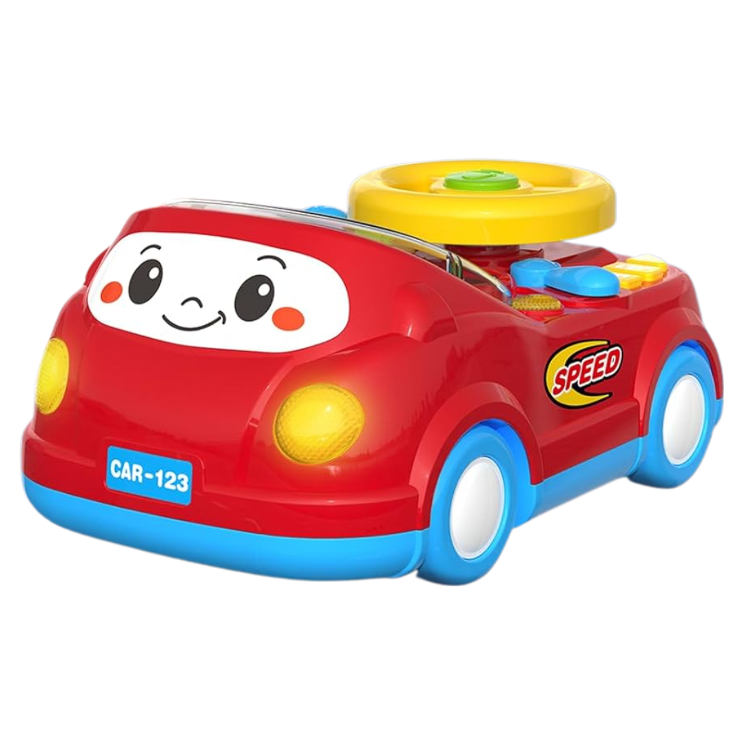 2-in-1 Toddler Push Car Musical Racing Adventure Steering Wheel Toy
