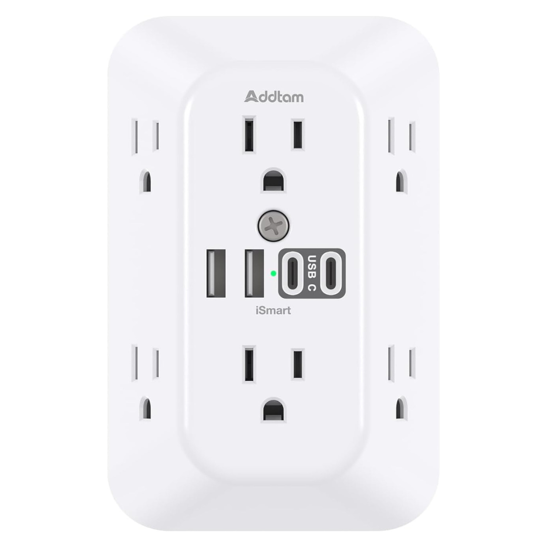 6-Outlet Surge Protector Outlet Extender W/ 4 USB Ports (2x USB-C)