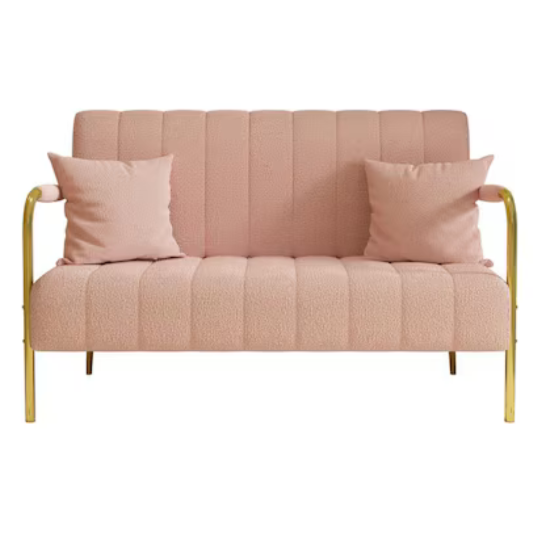 Z-Joyee 58.7" Wide Round Arm Teddy Fabric Rectangle Modern Sofa