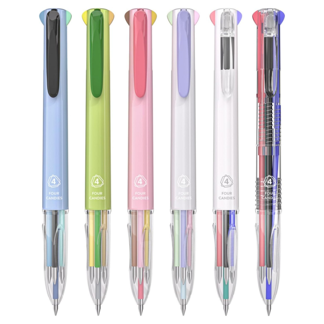 6-Piece Four Candies 4-In-1 Colored Multicolor Ballpoint Pen