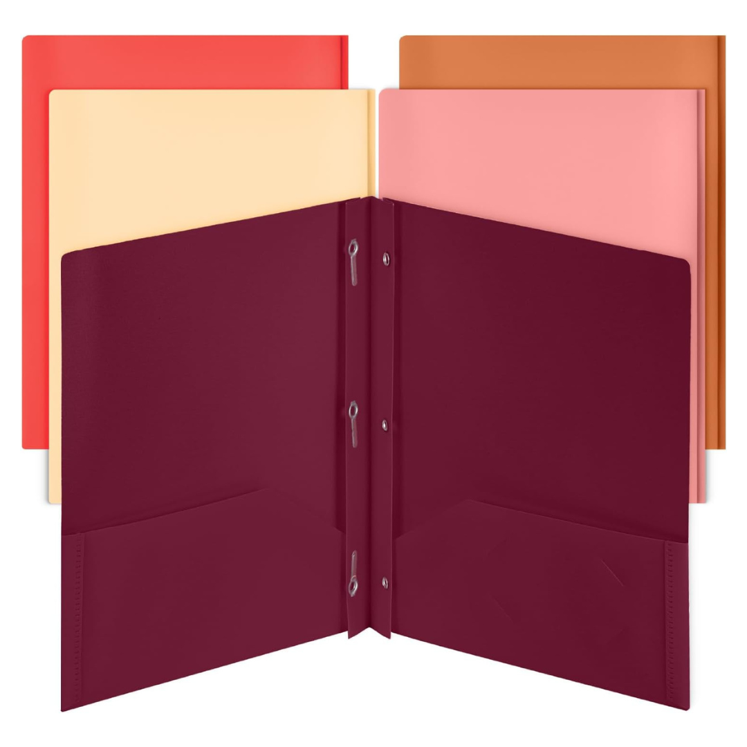 5-Pack Mr. Pen Plastic Folders With Pockets And Prongs