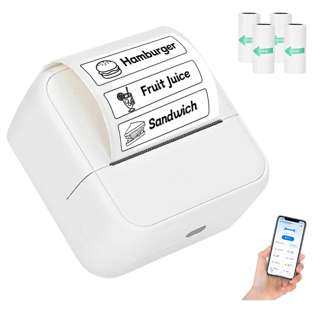 Nhowin Thermal Sticker Printer With 4 Roll Paper