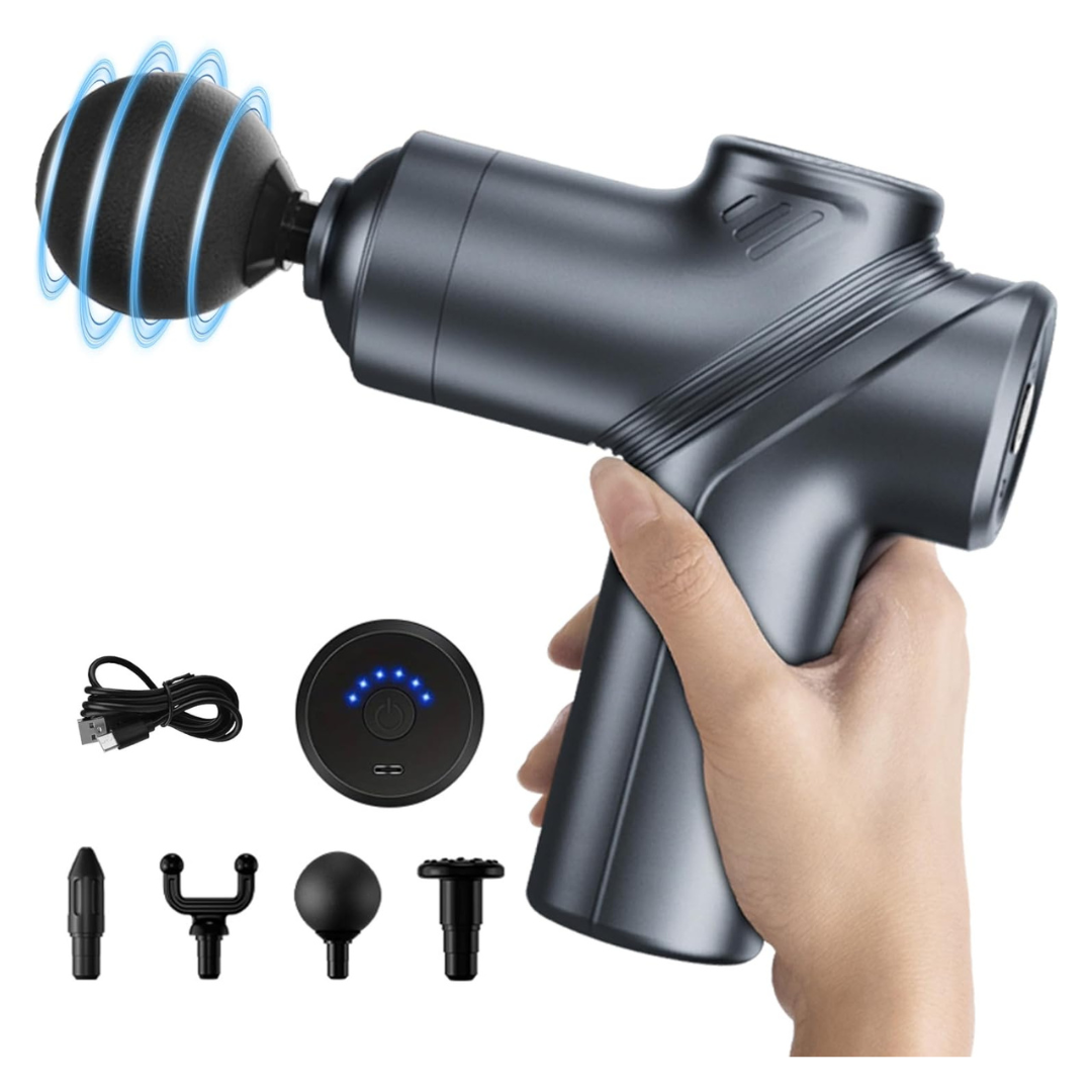 Silent Deep Tissue Massage Gun With 4 Heads