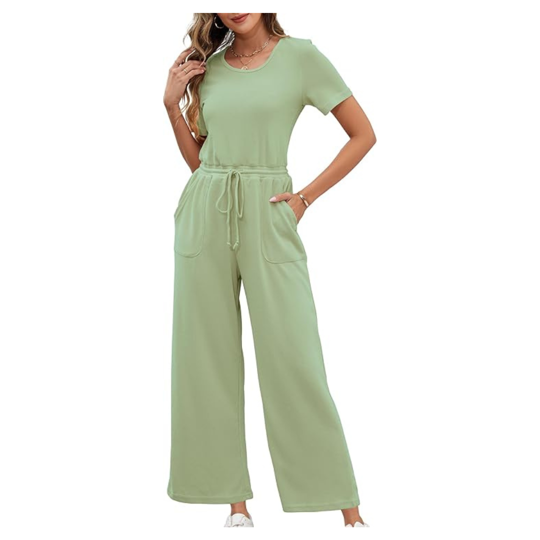 Women's Wide Leg Drawstring Waist Romper Jumpsuit (Various)