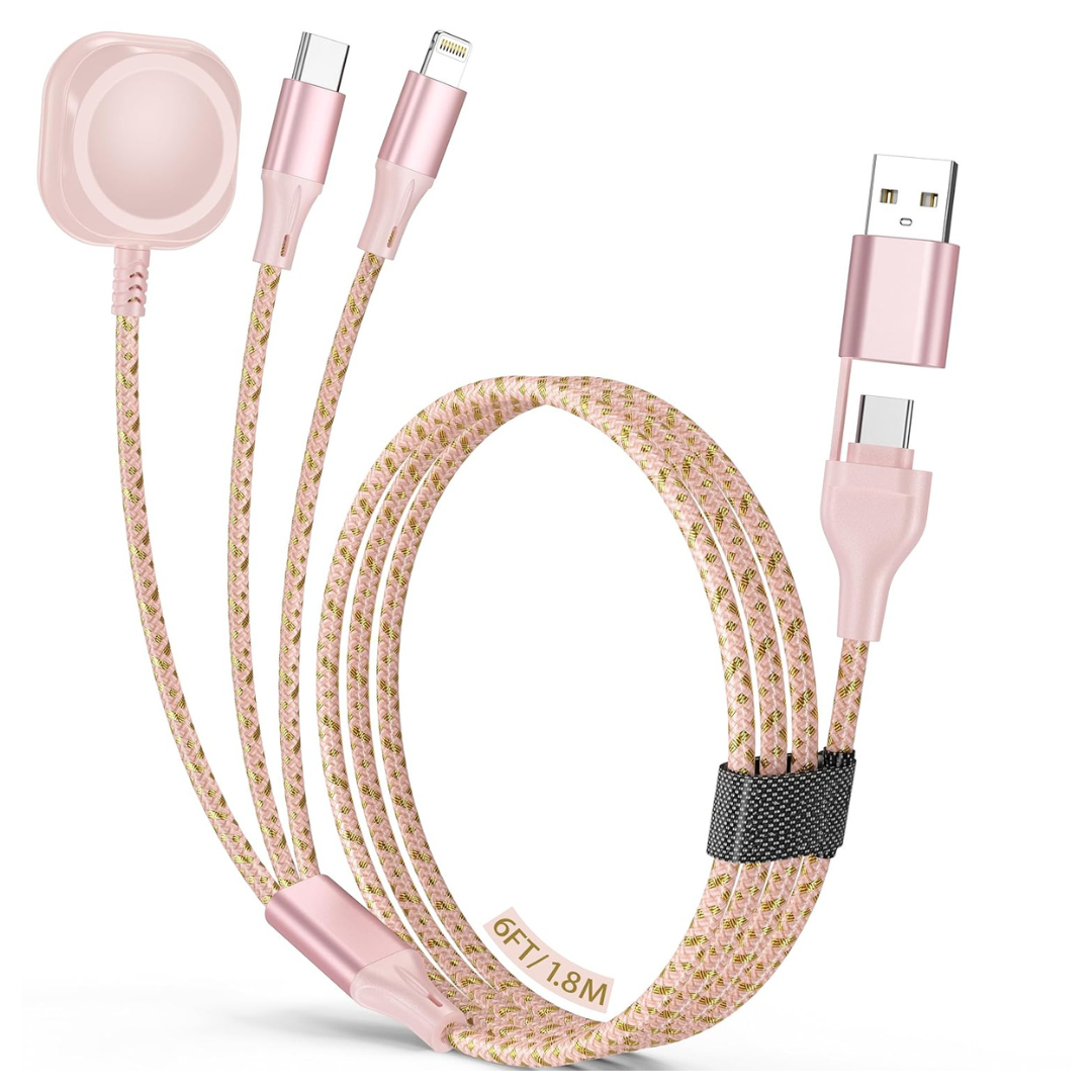 6ft 3-in-2 USB-A/C To USB-C/Watch Charger/Lightning Multi Charging Cable