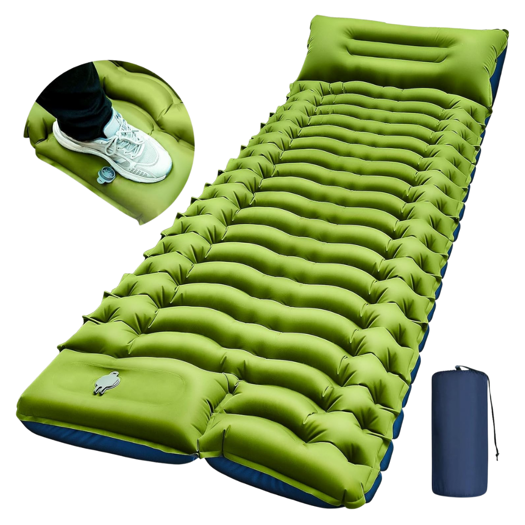 Ultralight Camping Mat With Pillow, Built-in Foot Pump