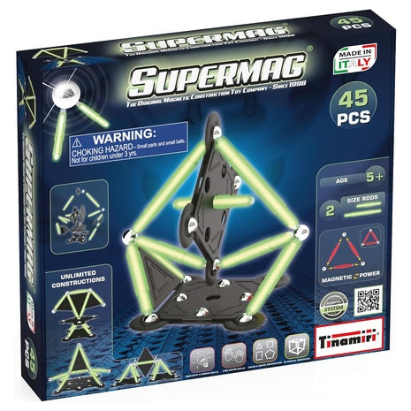 45-Piece Supermag Glow Magnetic Building Set