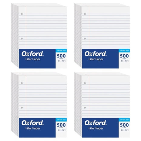 2,000 Sheets Oxford College Ruled Loose Leaf Paper
