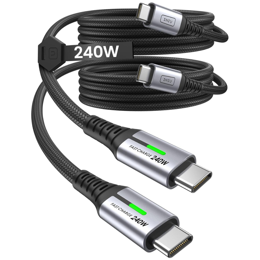 2-Pack 240W USB-C Fast Charging Cable With Indicator