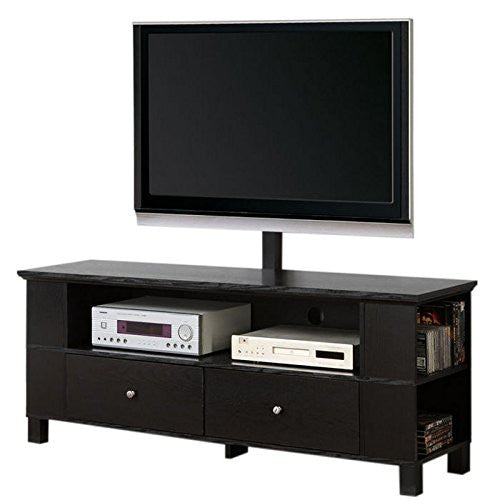 58" Black Wood TV Cabinet with Mount