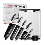 12-Piece Stainless Steel Knife Set with Safety Sheaths and Cutting Board