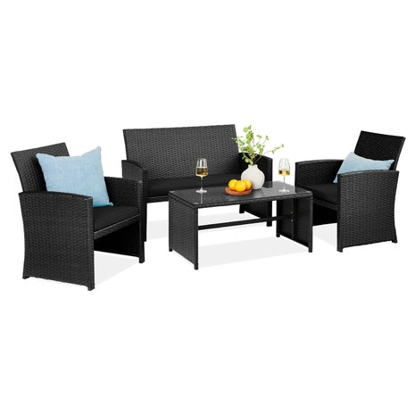 4 Piece Wicker Patio Conversation Set