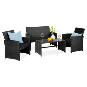 4 Piece Wicker Patio Conversation Set