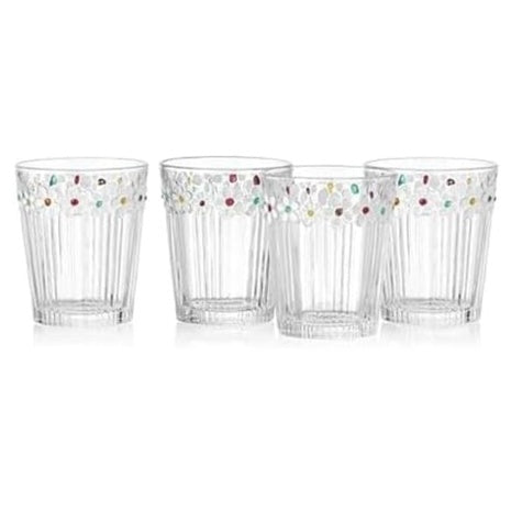 Set Of 4 Darbie Angell Painted Double Glasses Short Beverage Cups