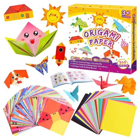 Kids Origami Paper Craft Kit With Instruction Book (208 Sheets)