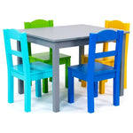 Kids Wooden Table & 4 Chairs Set