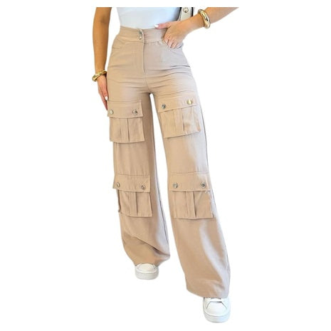 Women's High Waist Cargo Wide Leg Pants - L