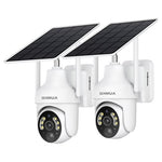 2-Pack 2K Solar Outdoor Security Cameras with Pan/Tilt & Night Vision