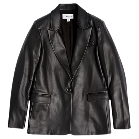 The Drop Women's Anouk Faux-Leather Long Blazer