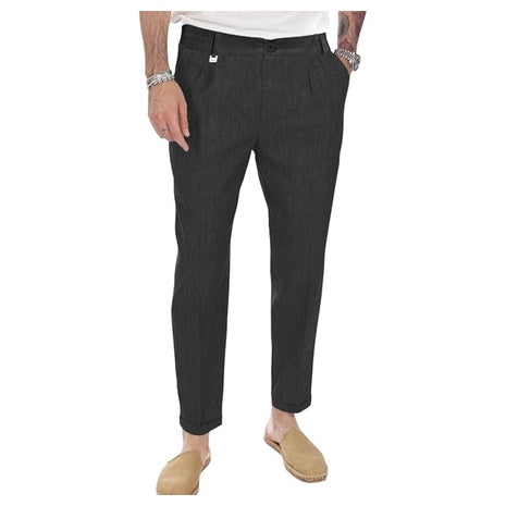 Beotyshow Men's Casual Elastic Waist Linen Pants (2 Colors)