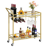 2-Tier Kitchen Cart w/ Wine Rack & Glass Holder