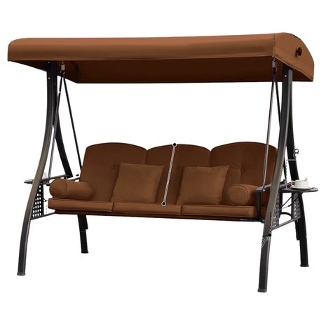 Arlmont & Co. 3-Seat Patio Porch Swing With Adjustable Canopy