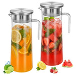 2-Pack 34oz Plastic Pitcher With Metal Lid And Handle