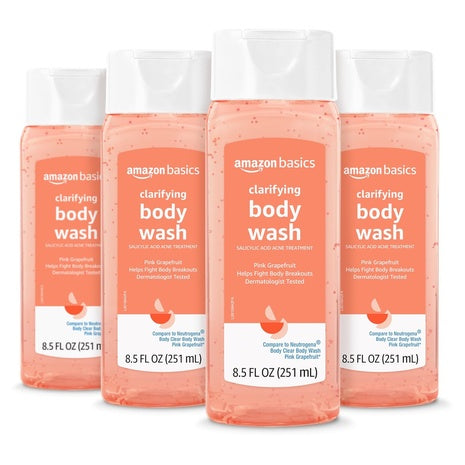 4 Bottles Amazon Basics Clarifying Pink Grapefruit Body Wash