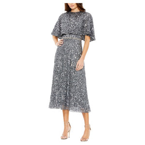 Cape High Neck Midi Dress