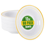 60 Plastic Bowls with Gold Rim