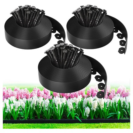 3-Pack 1.5" X 100' Landscape Edging Kit With 150 Spikes