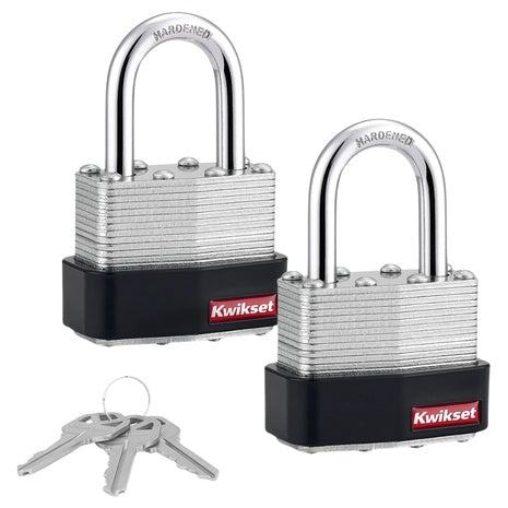 2-Pack Kwikset Laminated Steel Padlock With Hardened Steel Shackle
