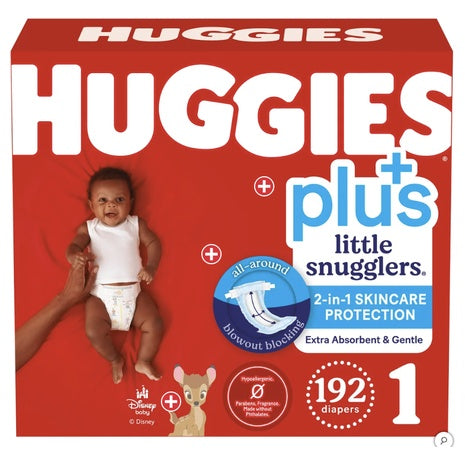 Sizes 1-2 Huggies Plus Little Snugglers, 174-192 Diapers
