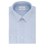 Calvin Klein Men's Slim-Fit Non-Iron Performance Stretch Blue Check Dress Shirt