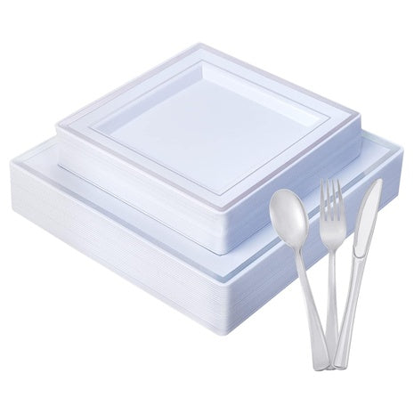 125-Piece Square Plastic Dinnerware Set