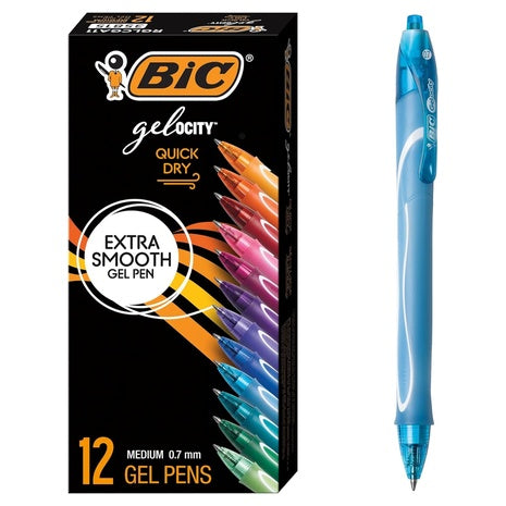 12 BIC Gelocity Quick Dry Gel Pens