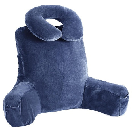 31" Large Ergonomic Bed Rest Pillow with Arms & Detachable Neck Pillow