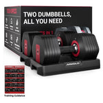 Set Of 2 Mikolo 6-in-1 Free Adjustable Dumbbells Set, 53LB