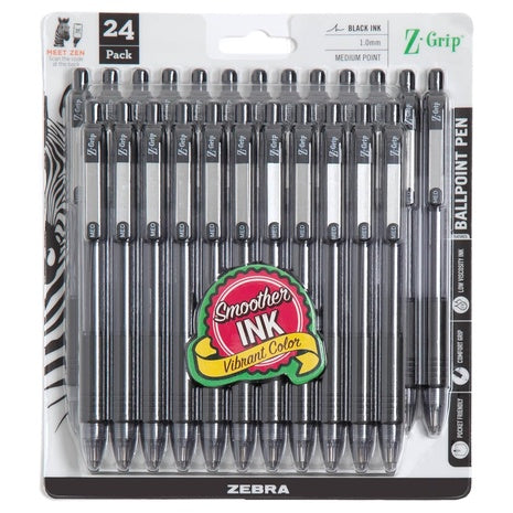 24 Zebra Pen Z-Grip Retractable Ballpoint Pens